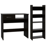 Home Office Desk & Bookcase Set - Black - Drawer & Keyboard Tray