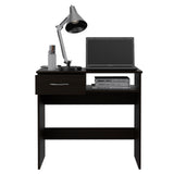 Home Office Desk & Bookcase Set - Black - Drawer & Keyboard Tray