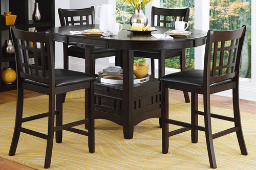 Dark Cherry Counter Height 5pc Dining Set w Extension Leaf