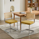 Mid Century Modern Dining Chairs Set of 2, Velvet Accent Chairs with Natural