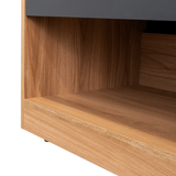 Nightstand Set of 2 - Drawer and Shelf - Natural Oak and Gray