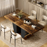Engineered Wood Dining Table with Storage Black/Rustic Brown 44"