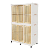 Portable Wardrobe Closet Storage Cabinet 6 Magnetic Doors White