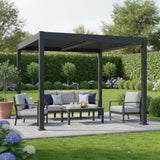 Byron Black Aluminum Outdoor Pergola Adjustable Louver Roof