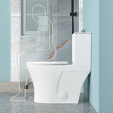 Ceramic One Piece Toilet for Bathroom, 12-inch Rough-In, 1.1/1.6 GPF