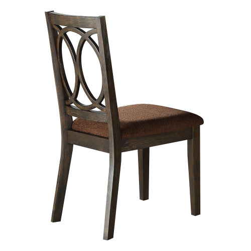 Side Chair Set of 2 - Fabric Seat - Wood Frame - Brown and Espresso