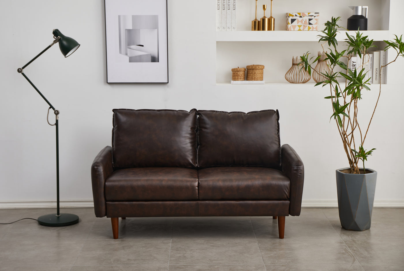 PU LOVESEAT - BROWN
