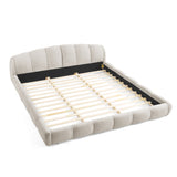 King Upholstered Platform Bed with Headboard Beige