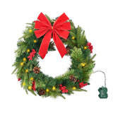 Christmas Wreath, 24 Inches Pre-Lit Artificial Christmas Wreath with 50 LED Ligh