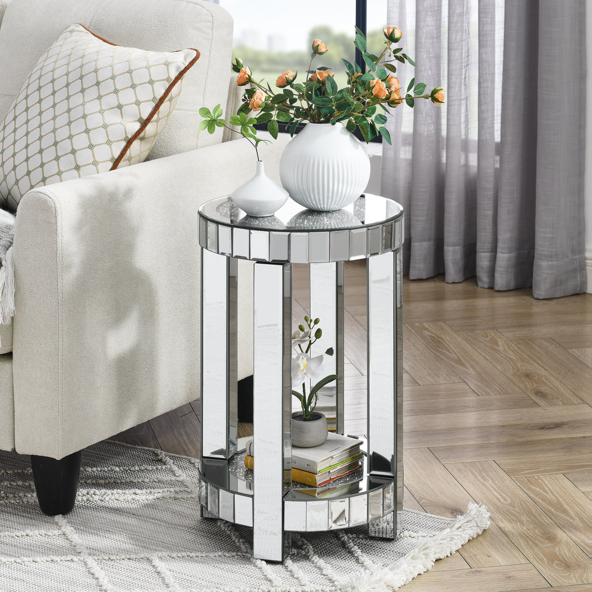 Engineered Wood Console Table Silver