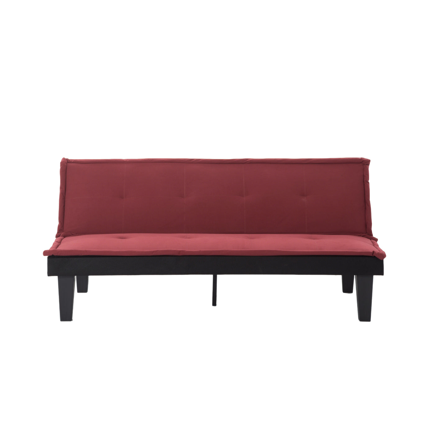 Convertible Futon Sofa Bed 5-Position Faux Suede Dark Red