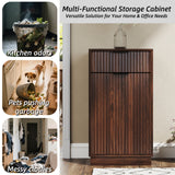 Walnut Woodgrain Tilt-Out Trash Can Cabinet Wave Drawer