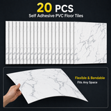 Peel and Stick PVC Vinyl Flooring Easy DIY Self-Adhesive Tiles 20-Piece Pack