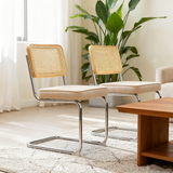Set of 2 Fabric Dining Chair Champagne