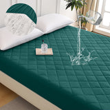 King Size Green Diamond Quilted Fitted Sheet Waterproof