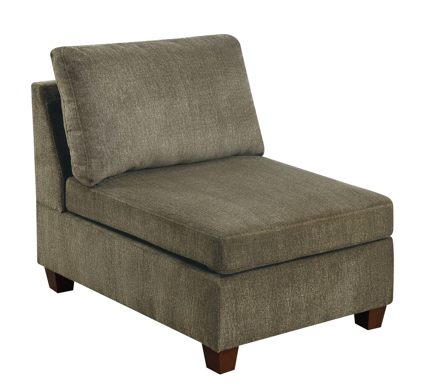 Tan Chenille Armless Accent Chair Modular Wedge