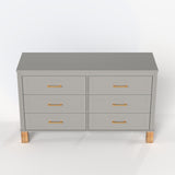 6-Drawer Double Dresser in Gray, Modern Storage Cabinet with Metal Handles & Sol