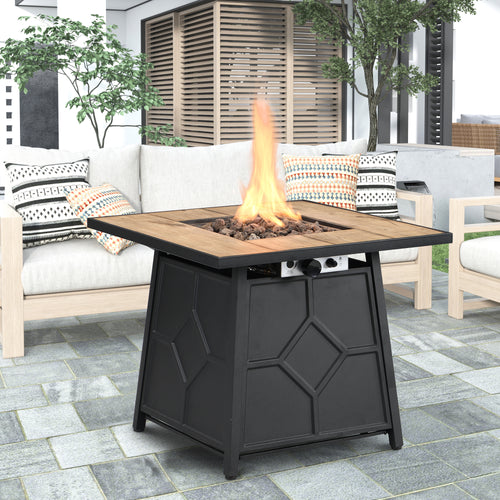 Fire Pit Table 28" Square 40000 BTU Propane Gas Auto-Ignition