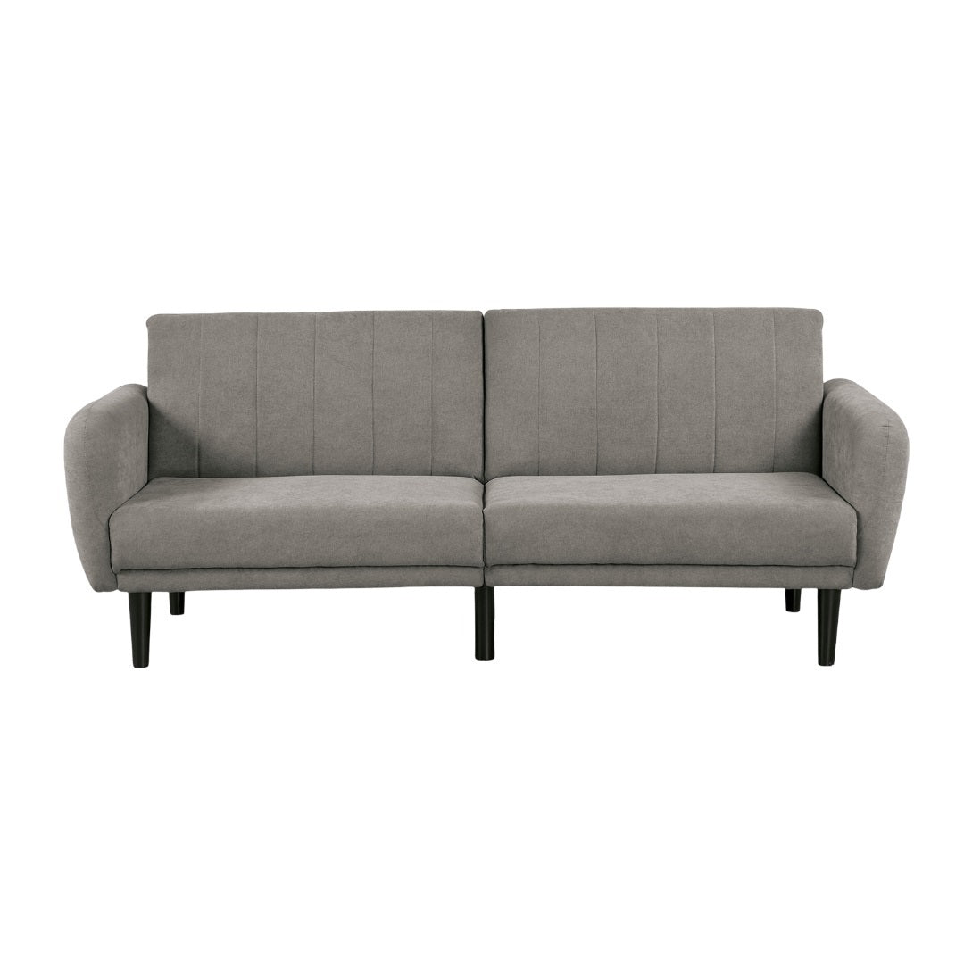 Gray Futon Sofa Bed with USB Port and Tufted Back