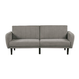 Gray Futon Sofa Bed with USB Port and Tufted Back