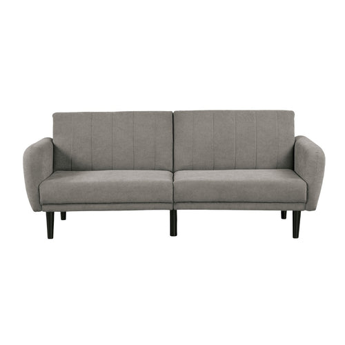 Gray Futon Sofa Bed with USB Port and Tufted Back