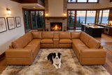 Modular Leather Sectional Sofa Ginger 144"