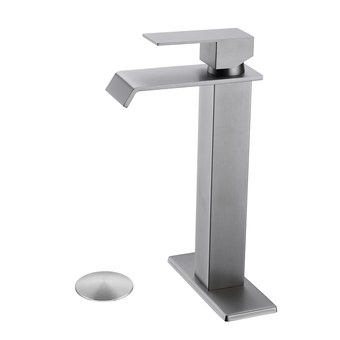 Waterfall Spout Bathroom Sink Faucet Single Handle Pop-Up Drain