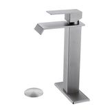 Waterfall Spout Bathroom Sink Faucet Single Handle Pop-Up Drain