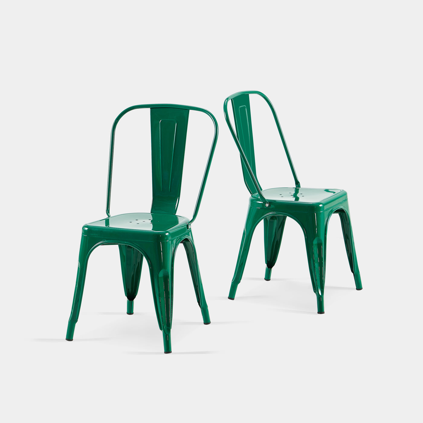 Set of 2 Green Industrial Metal Dining Chairs 18" Seat Height