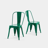 Set of 2 Green Industrial Metal Dining Chairs 18" Seat Height