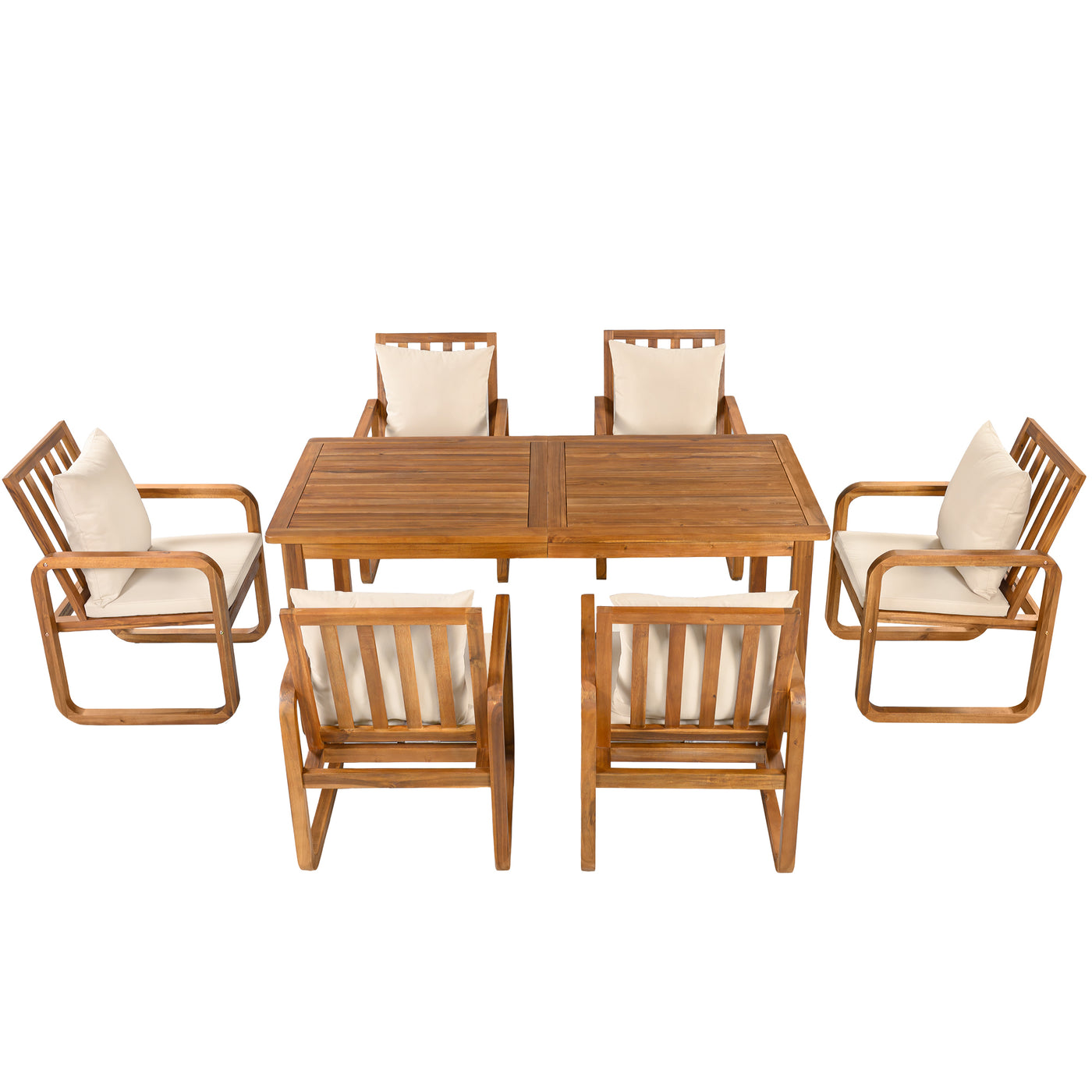7-Piece Acacia Wood Patio Dining Set w/ Cushions