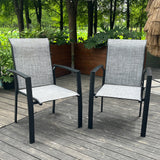 Set of 2 Metal Outdoor Dining Chairs, Black, All Weather