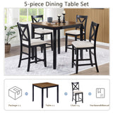 Wood Bar Table Set Beige/Black