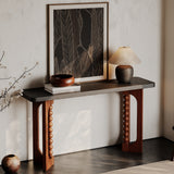 Solid Wood Console Table Black/Brown