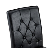 Set of 4 Metal Dining Chair Black/Walnut