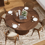 Round Engineered Wood Dining Table with Storage Walnut 55"