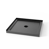 36x36 Slate Black Anti-Slip Acrylic Shower Base Center Drain