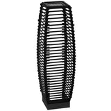 Solar LED Pathway Light Outdoor Rattan Garden Lantern Black