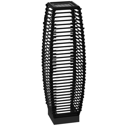 Solar LED Pathway Light Outdoor Rattan Garden Lantern Black
