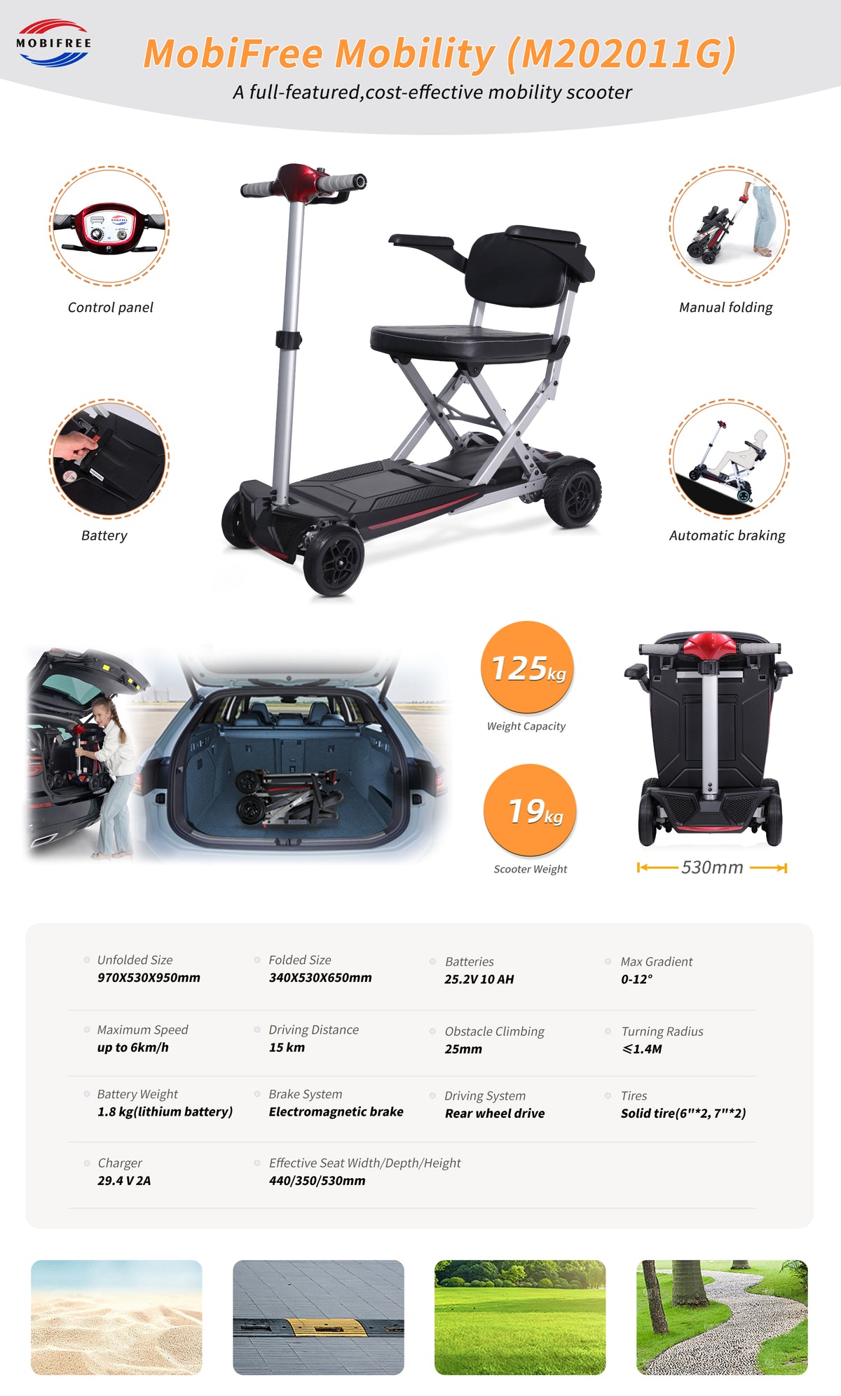 Mobility Scooter Foldable Red