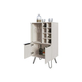 Bar Cabinet - Melamine - White - Glass Rack and Wine Storage