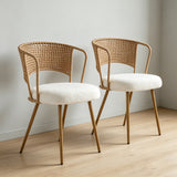 Set of 2 Metal Dining Chair Beige/Brown