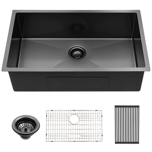 Gunmetal 28" Undermount Kitchen Sink 16G Stainless Steel