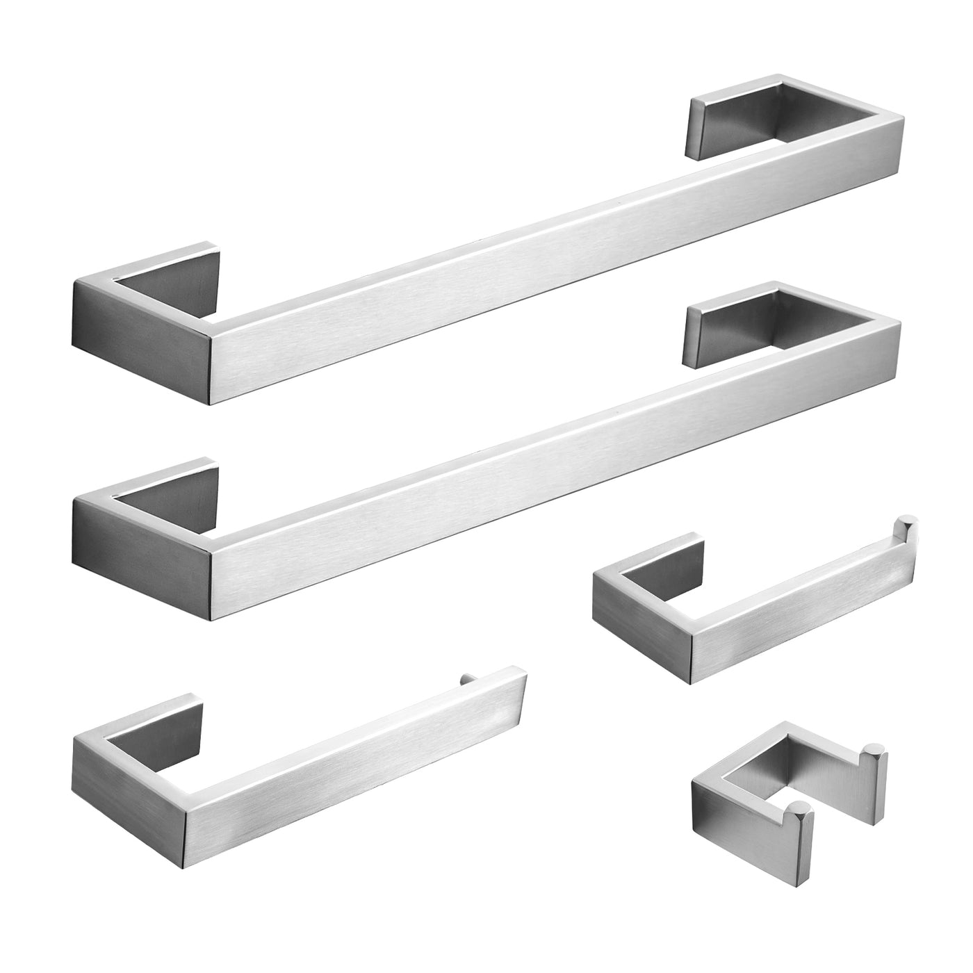 Brushed Nickel Square Stainless Steel 5-Piece Bathroom Hardware Set