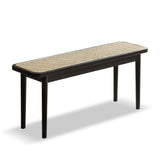 Modern Style Black Color Solid Oak Wood Dining Bench with Rattan Detail