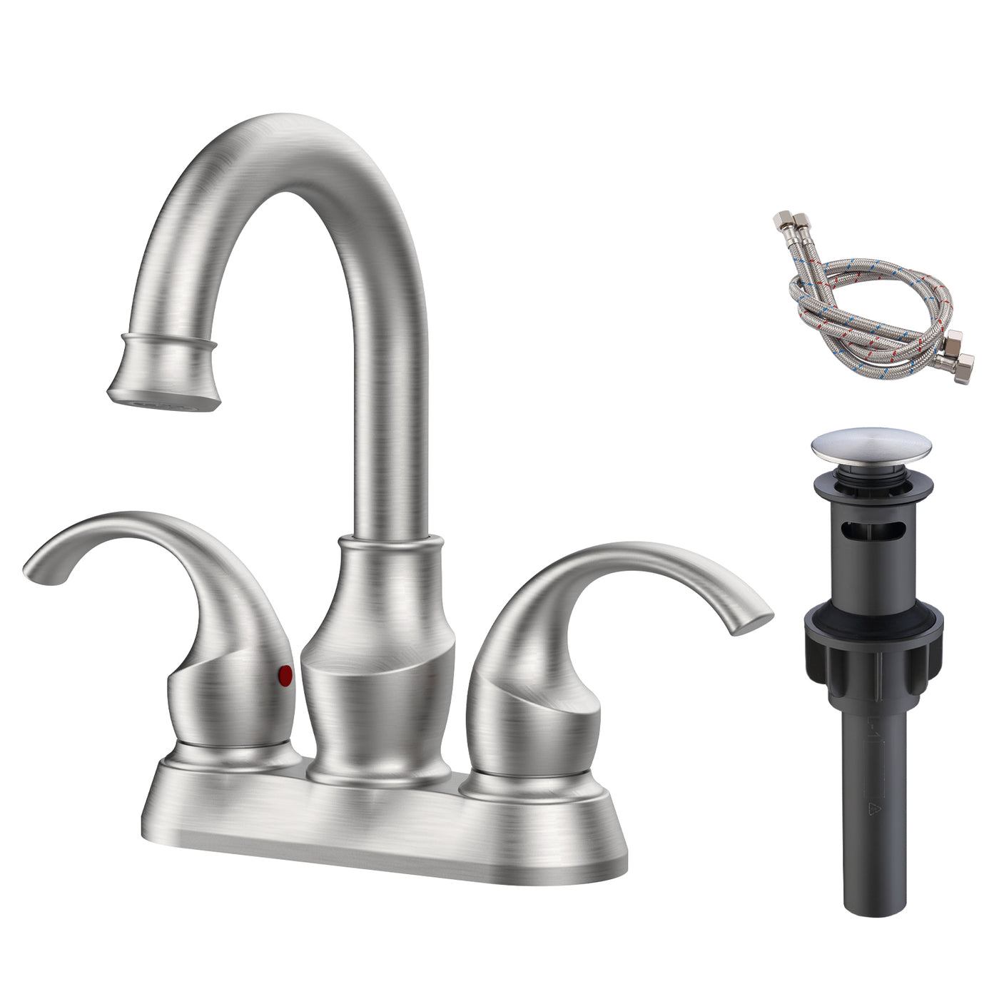 2-Handle Brushed Nickel Bathroom Faucet 4" Centerset