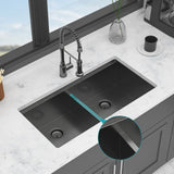 Double Bowl (50/50) Undermount Kitchen Sink- 36"x19"x10" Gunmetal Black 16 Gauge