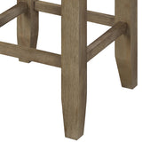 Counter Height Stool Set of 2, Gray Synthetic Leather, Oak Finish