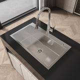 Stainless Steel Single Bowl Overmount Kitchen Sink 32x19 Brushed