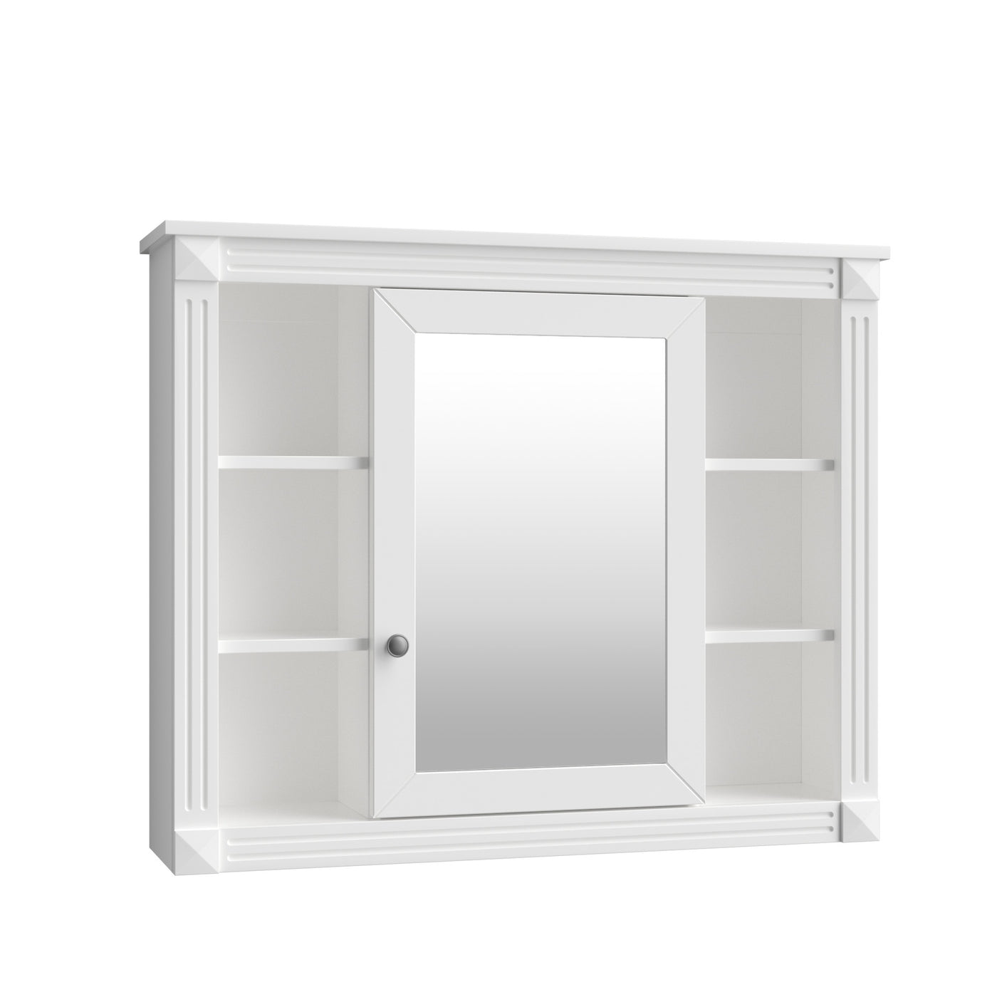 White Wall-Mounted Bathroom Storage Cabinet 35" x 28" MDF